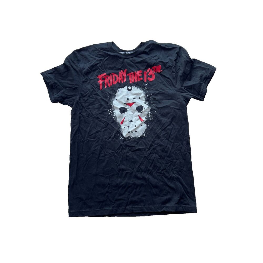 Friday The 13th T Shirt Hockey Mask Jason Mens M Black Short Sleeve Horror Scary